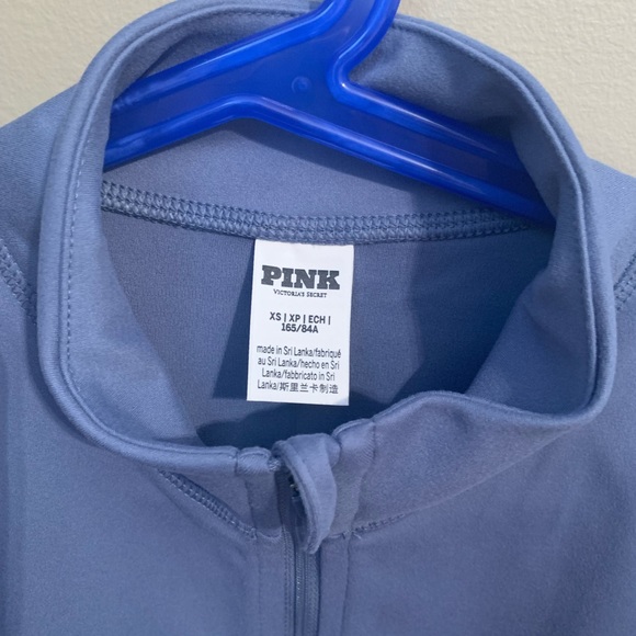 PINK Victoria’s Secret Blue Full Zip Fitted Cropped Mock Neck Sweater Size XS - Picture 3 of 6